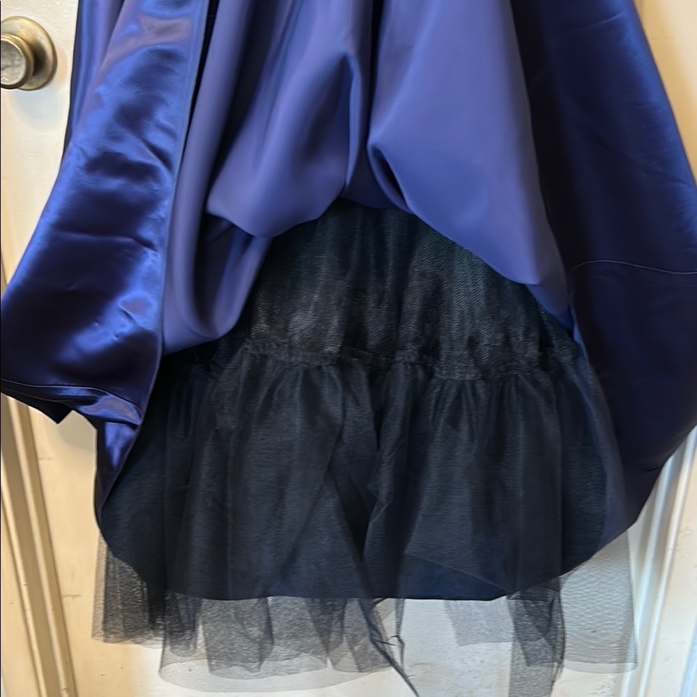 Jessica McClintock for Gunne Sax Navy Blue Satin  Corset Prom Dress size 5/6 - Picture 8 of 12